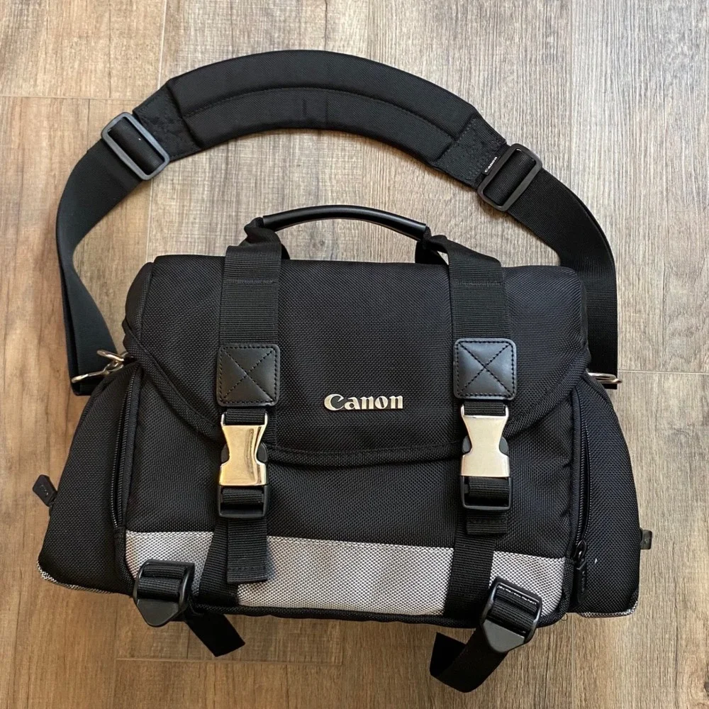 Canon Deluxe Gadget Bag Black Grey Nylon DSLR Camera Shoulder Messenger Case